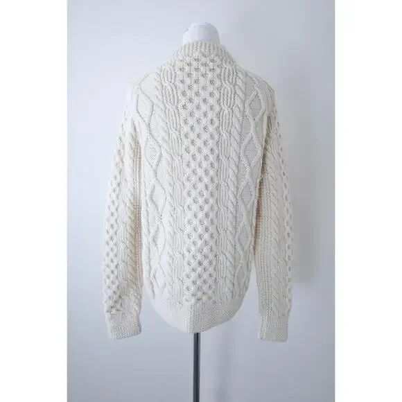 Vintage Handknit Cable Hand Knit Cardigan Sweater Carrick On Suir Ireland - Picture 12 of 14